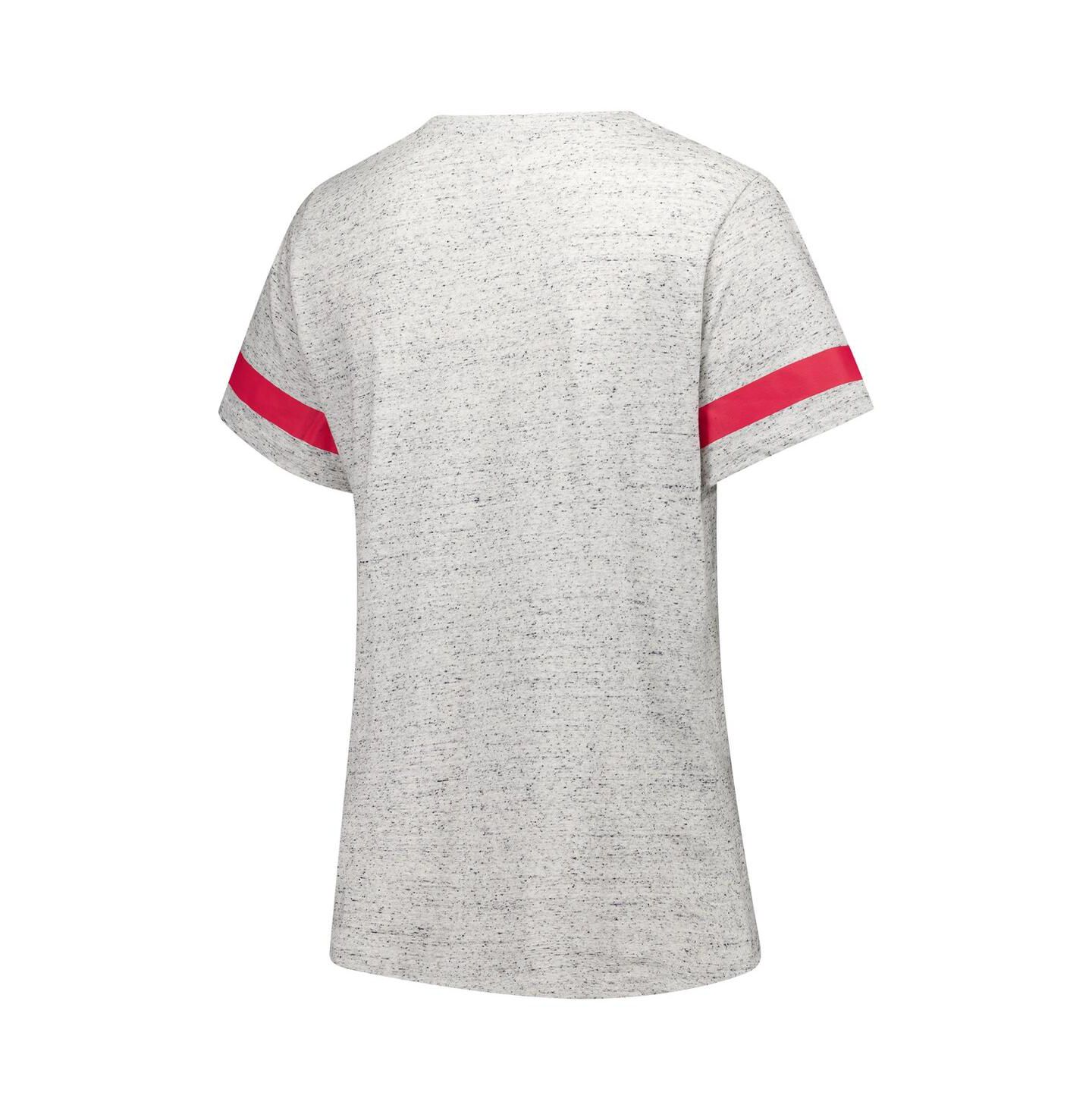 Женская футболка Fanatics Heather Gray Nebraska Huskers Plus Size Lace-Up V-Neck — фото 2