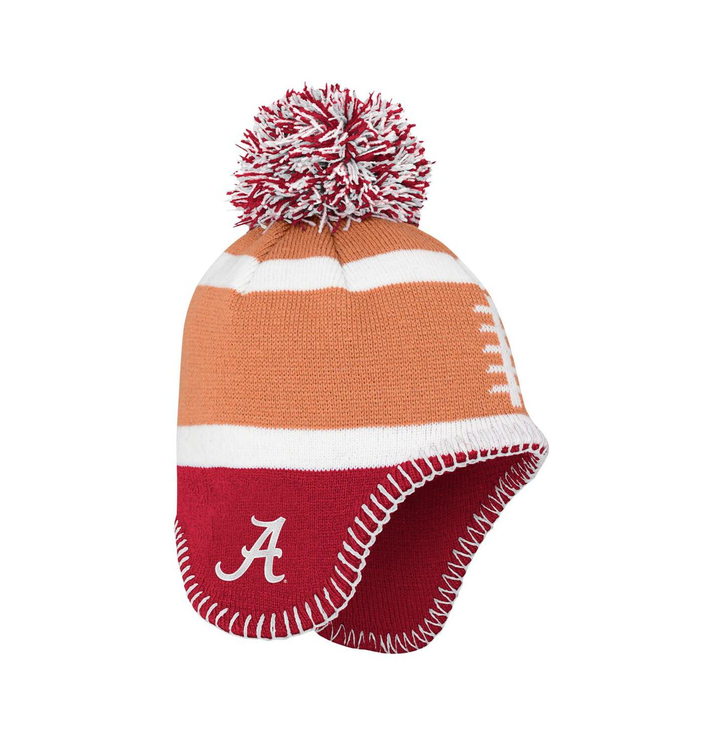 Шапка Fanatics Brown Alabama Crimson Tide Football Head with Pom Knit Hat для малышей — фото 1