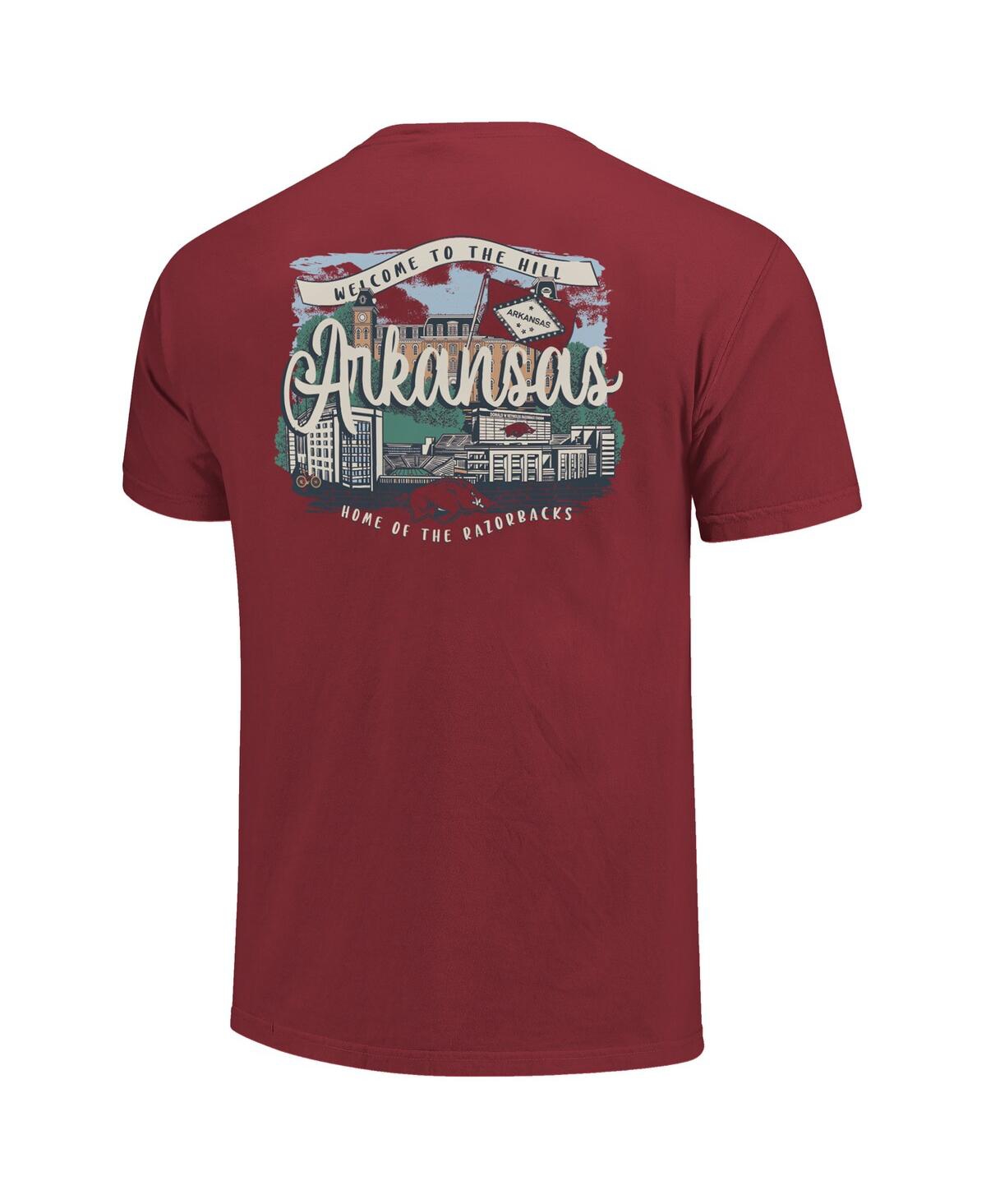 Image One Women's Cardinal Arkansas Razorbacks Comfort Colors Campus Scene Drawing Script T-shirt In Red