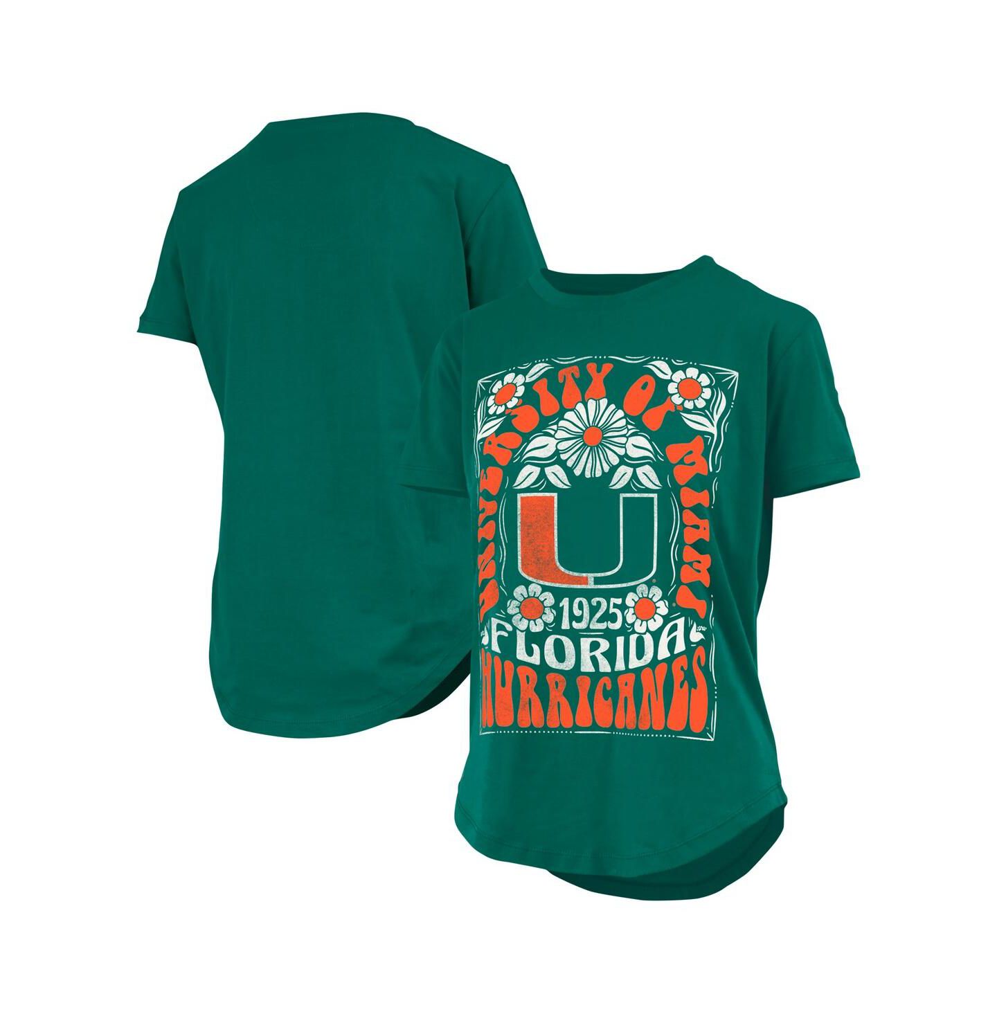 Женская футболка Pressbox Green Miami Hurricanes Irvine Floral Team Color — фото 1