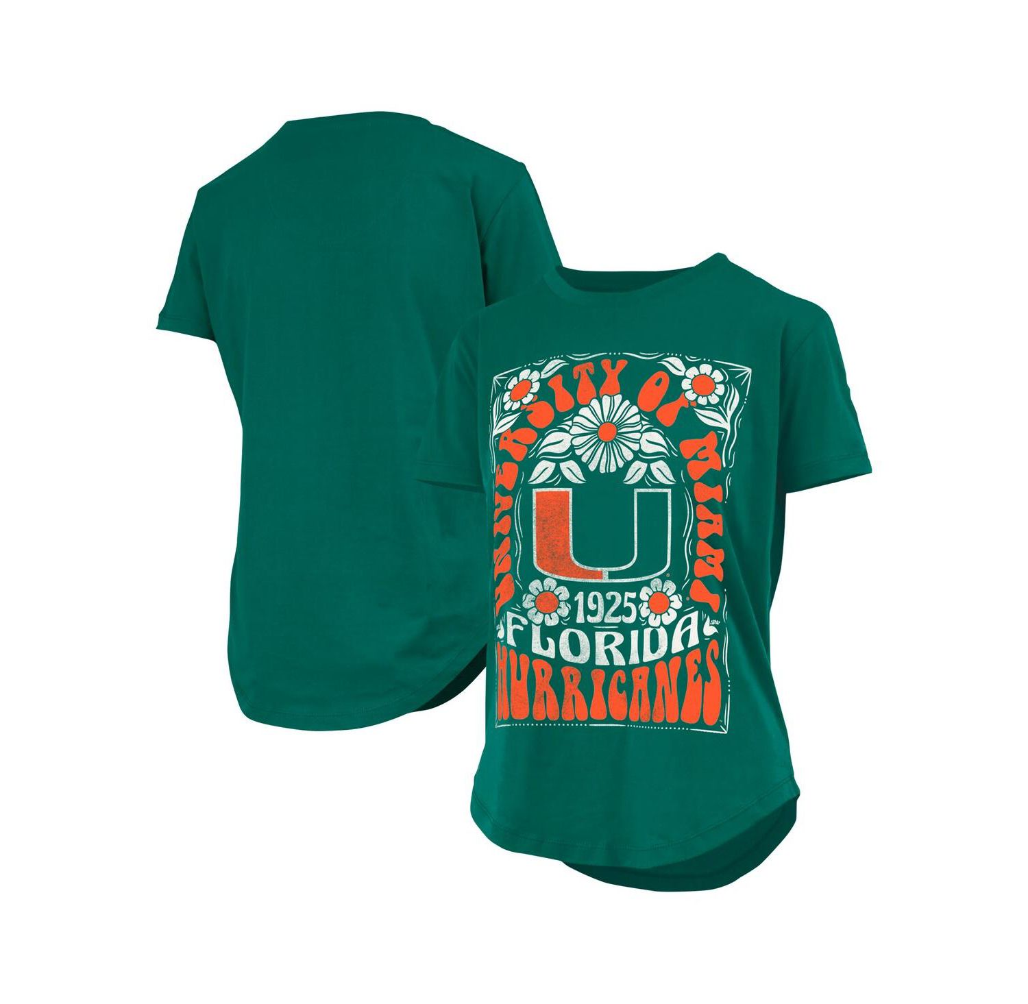 Women's Green Miami Hurricanes Irvine Floral Team Color T-Shirt