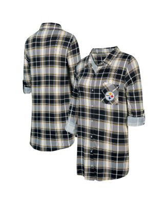 Concepts Sport - Women's Sport Black Pittsburgh Steelers Ashford Plaid Knit Nightshirt