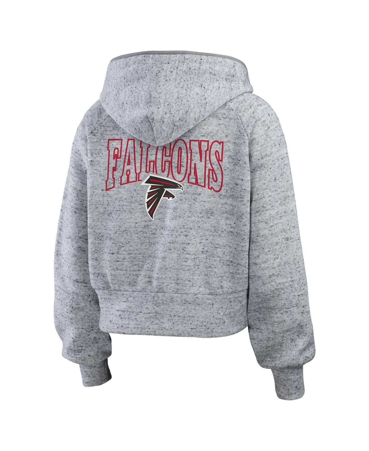 Wear By Erin Andrews Heather Gray Atlanta Falcons Speckled Fleece Cropped Full-zip Hoodie In Multi