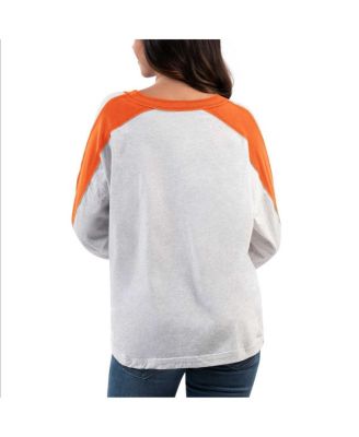 Women's Ash/Orange Clemson Tigers Smash Oversized Long Sleeve T-Shirt