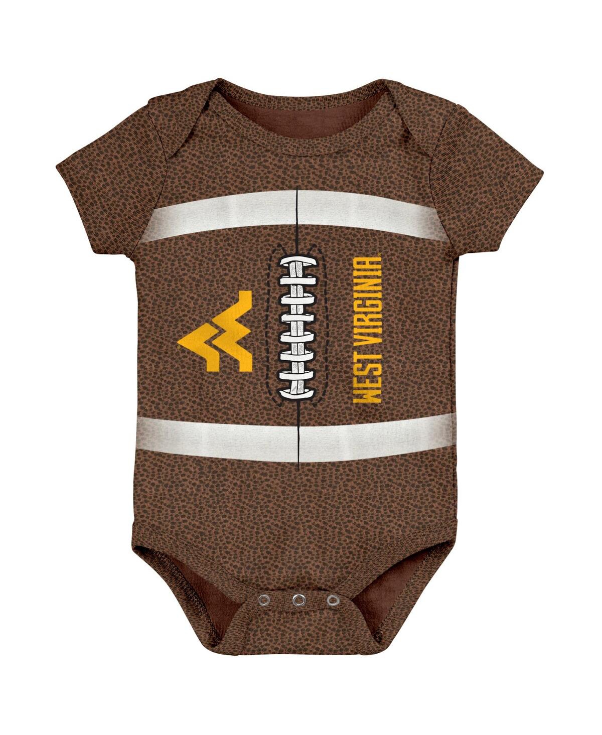 Outerstuff Baby Boys And Girls Brown West Virginia Mountaineers Catch Me Football Bodysuit In Brown