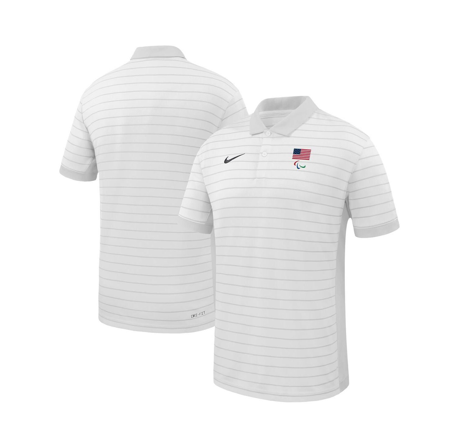 Men's White U.S. Paralympics Team Victory Stripe Performance Polo Shirt