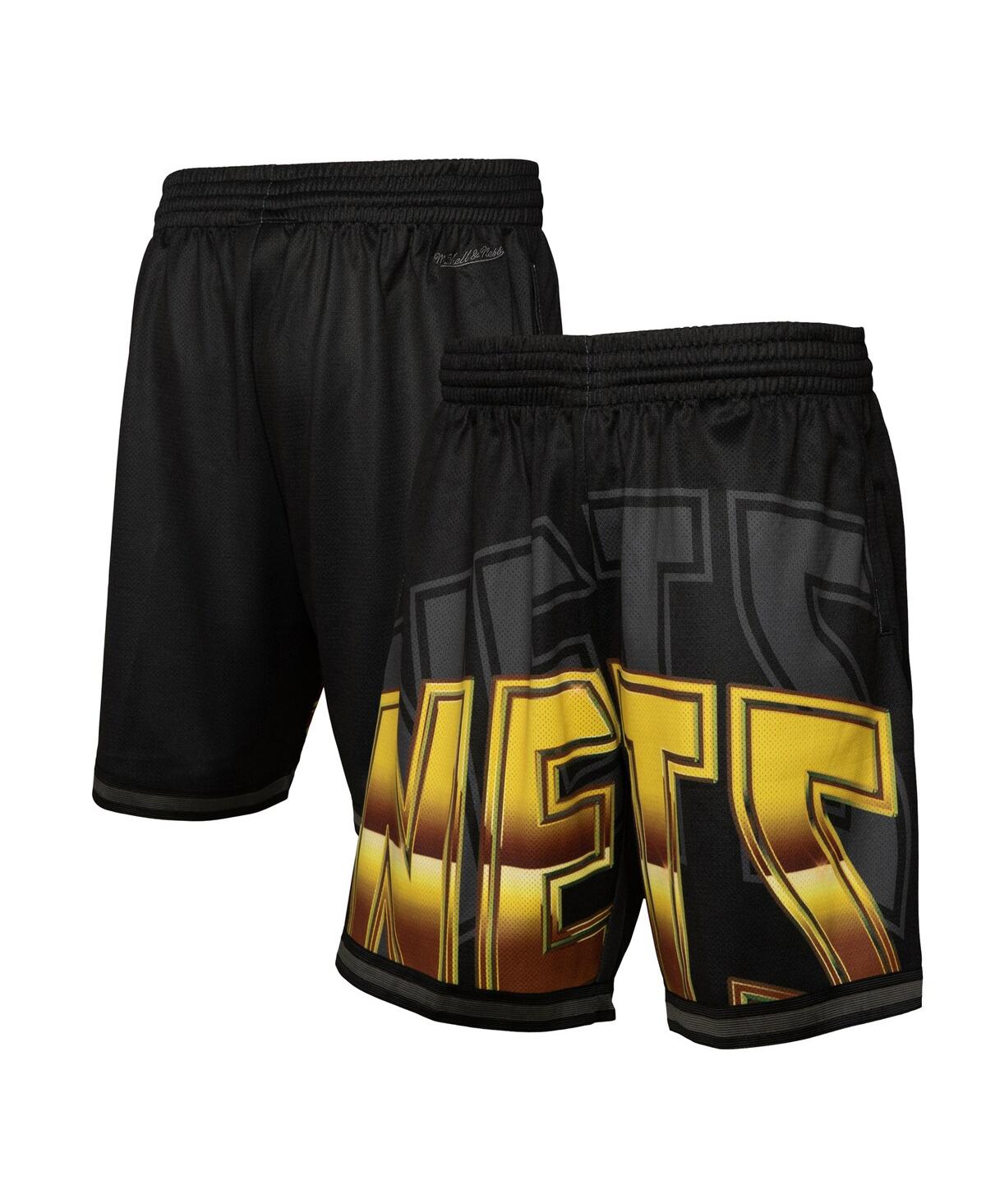 Mitchell & Ness Men's Black New Jersey Nets Big Face 4.0 Fashion Shorts In Black