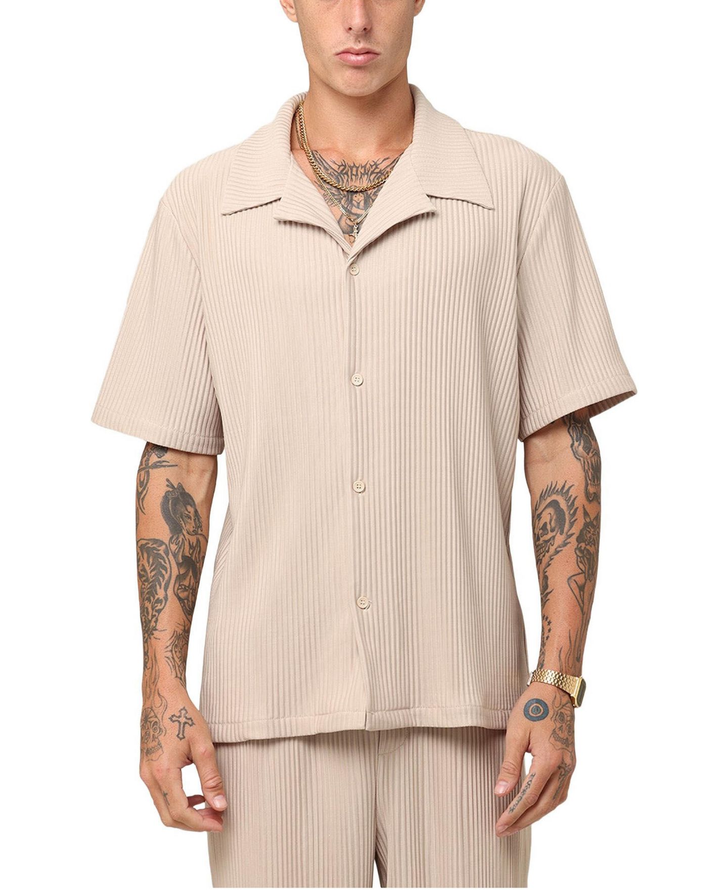 Мужская рубашка XXIII Pleated Button Up, цвет: Рыжевато-коричневый — фото 1
