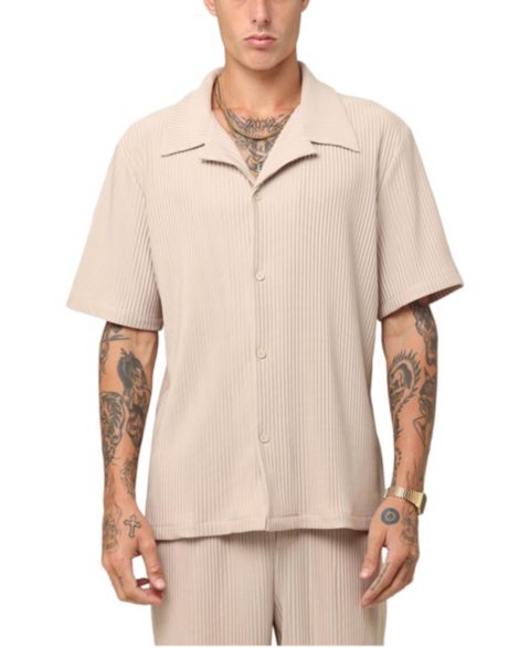 Мужская рубашка XXIII Pleated Button Up, цвет: Рыжевато-коричневый