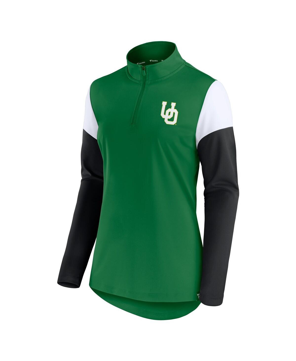 Fanatics Women's Green Oregon Ducks Block Party Quarter-zip Top In Green
