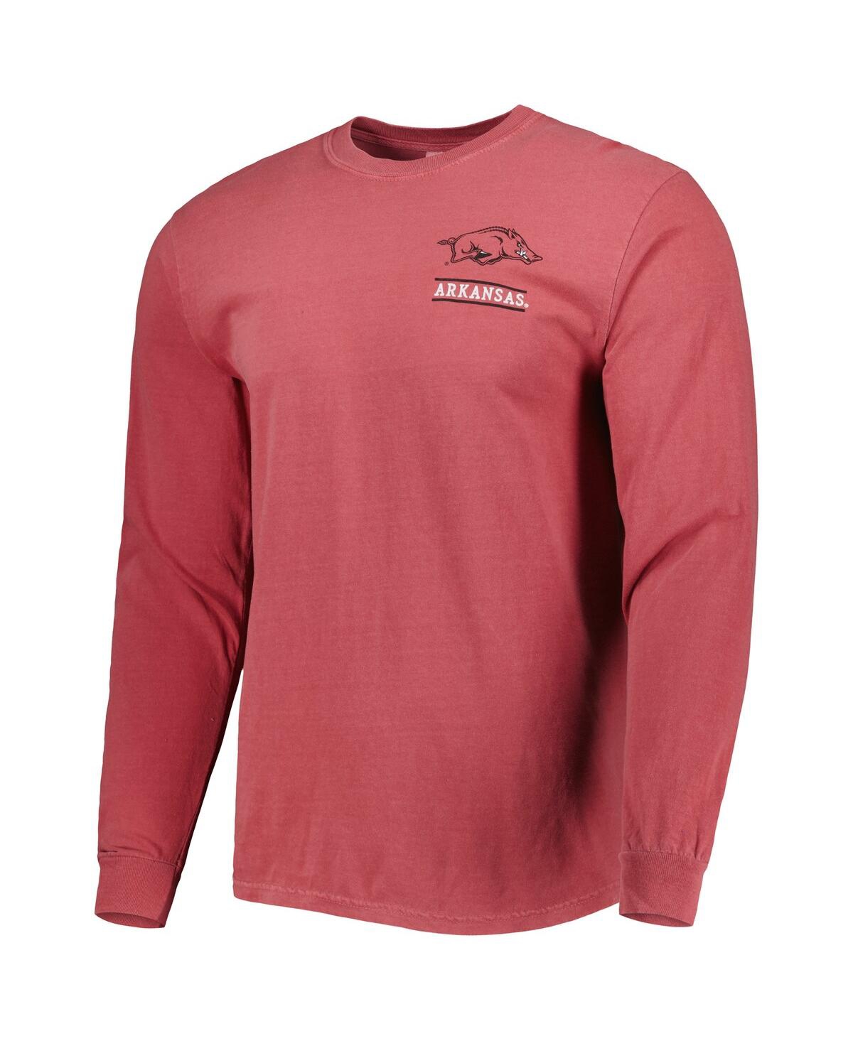 Image One Men's Cardinal Arkansas Razorbacks Circle Campus Scene Long Sleeve T-shirt In Red