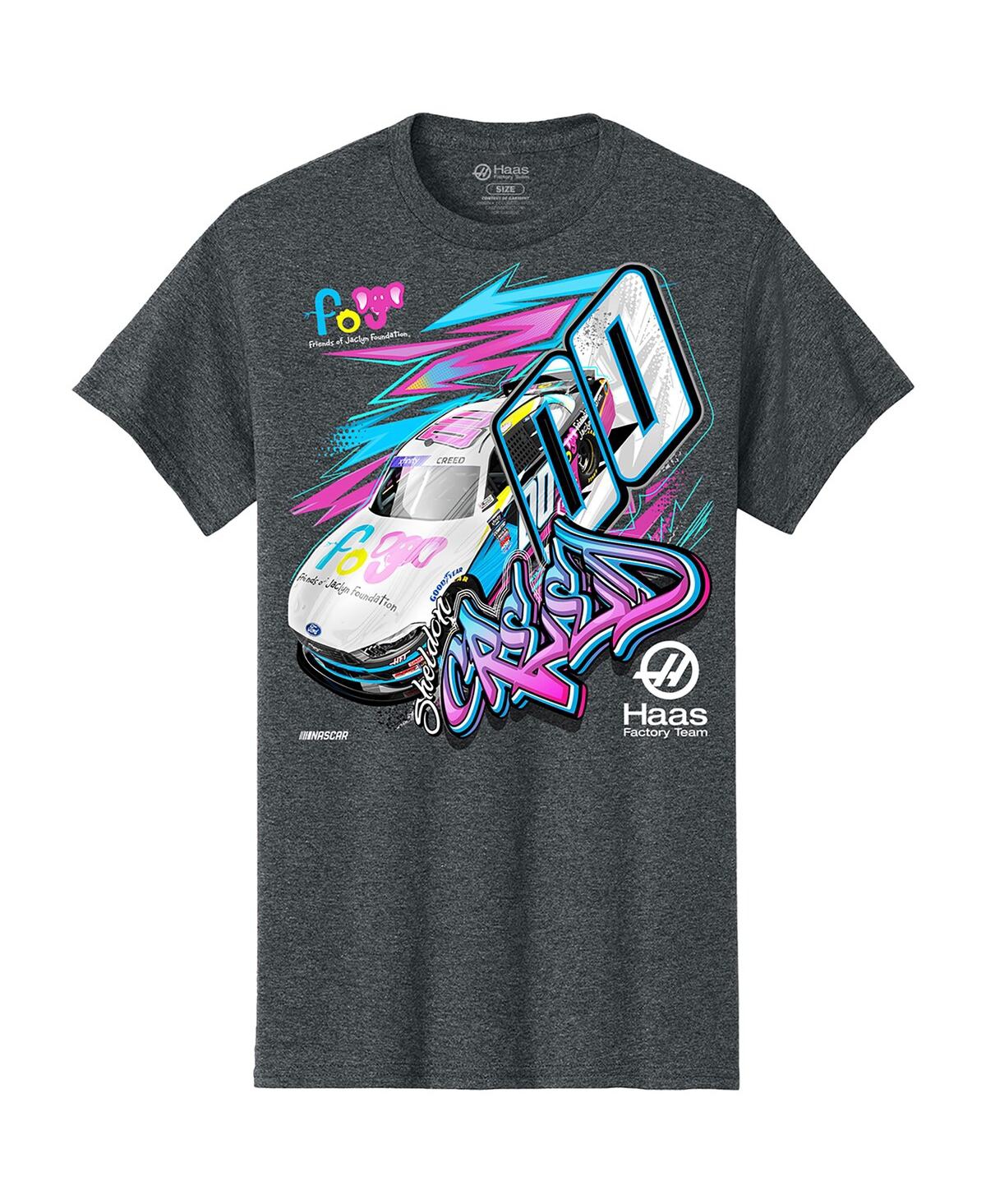Stewart-haas Racing Team Collection Men's Heather Charcoal Sheldon Creed Friends Of Jaclyn Car T-shirt In Gray