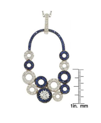 Suzy Levian Sterling Silver Sapphire Multi-Circle Center Stone Pendant