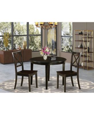 3 Pc Hardwood small Kitchen round Table and 2 dinette Chairs set