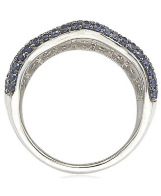 Suzy Levian Sterling Silver Sapphire Crossing Ring