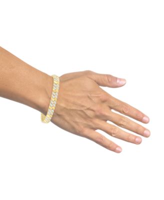 Men's Diamond Pav&eacute; Cluster Square Link Bracelet (2 ct. t.w.) in 14k Gold-Plated Sterling Silver