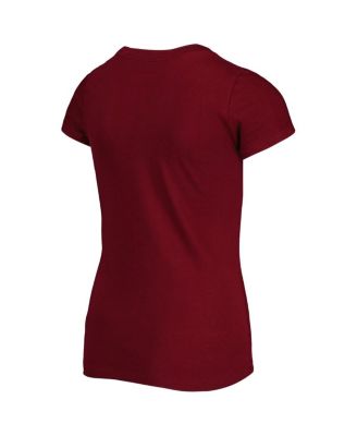 Big Girls Burgundy Washington Commanders Reverse Sequin Wordmark V-Neck T-Shirt