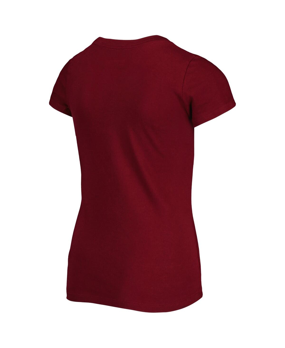 New Era Big Girls Burgundy Washington Commanders Reverse Sequin Wordmark V-neck T-shirt In Brown