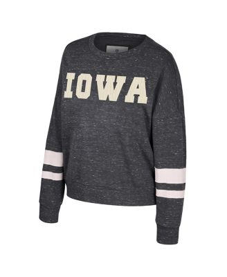 Women's Black Iowa Hawkeyes Lost City Speckle Pullover Sweatshirt