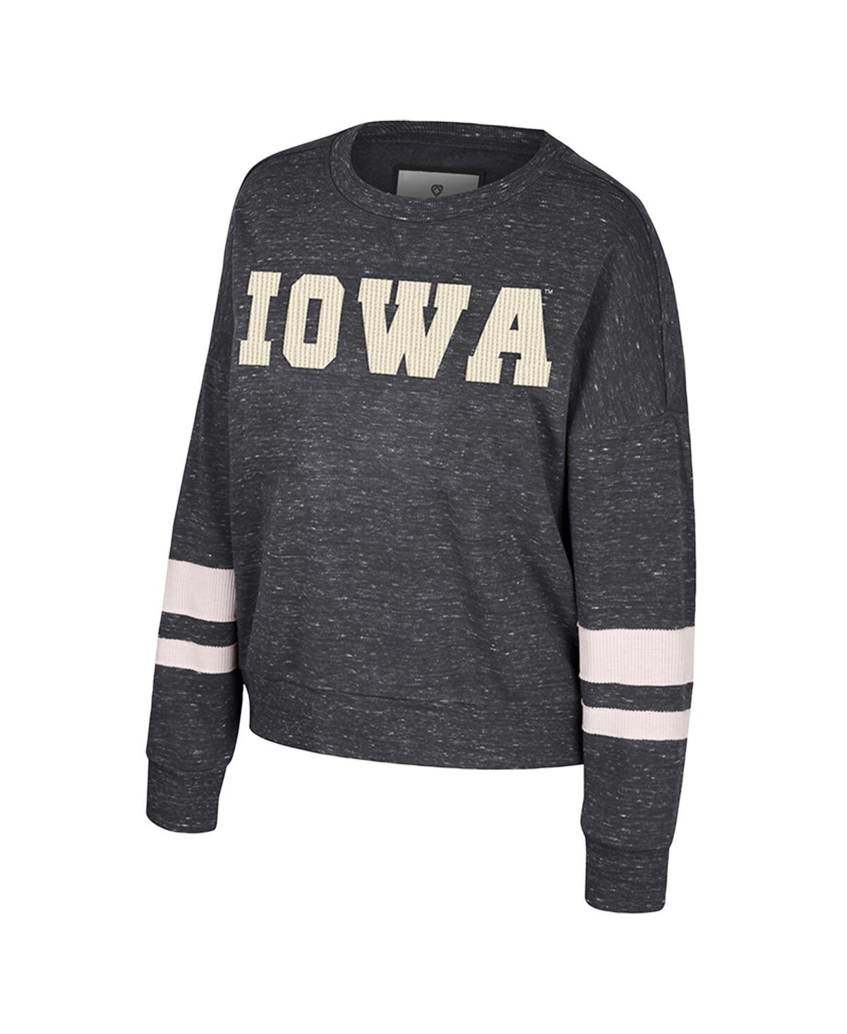 Colosseum Women's Black Iowa Hawkeyes Lost City Speckle Pullover Sweatshirt In Black