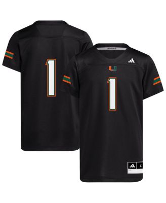 adidas - Big Boys and Girls 1 Black Miami Hurricanes Replica Jersey