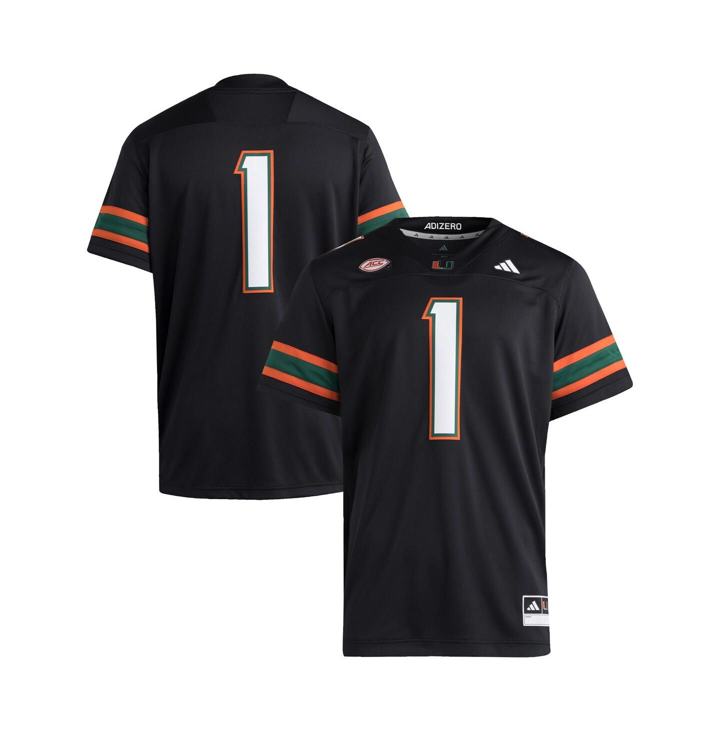 Мужской топ adidas 1 Black Miami Hurricanes Premier Jersey — фото 1