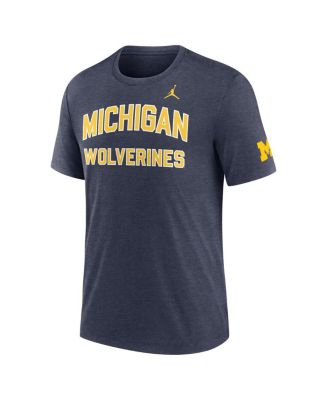 Men's Heather Navy Michigan Wolverines Campus Collegiate Block Tri-Blend T-Shirt
