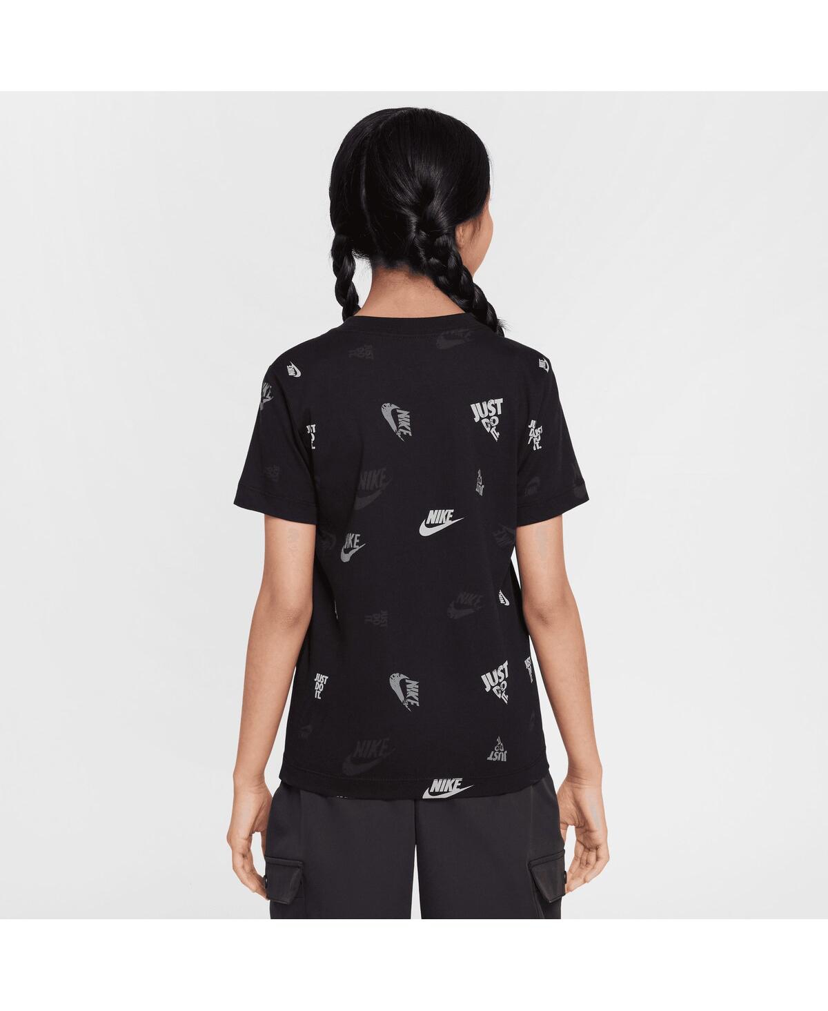 Nike Big Boys And Girls Black Chelsea Just Do It Crest T-shirt In Black