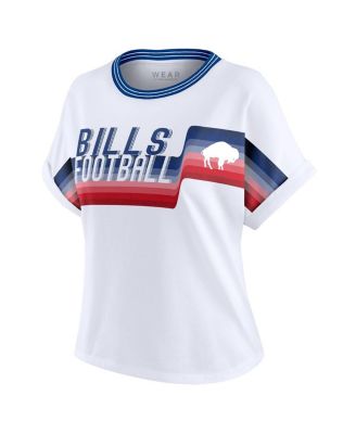 Women's White Buffalo Bills Cropped Center Stripe Dolman T-Shirt