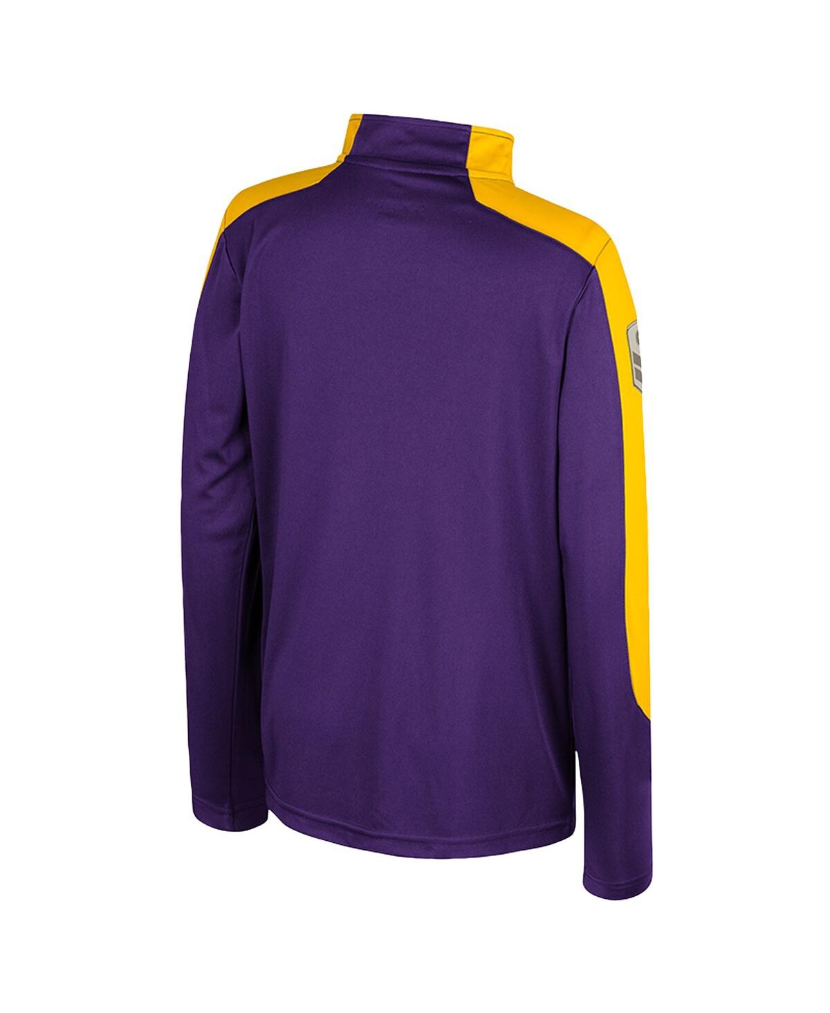 Colosseum Big Boys And Girls Purple Lsu Tigers Oht Military Appreciation Cyclone Quarter-zip Windshirt Jacket In Purple