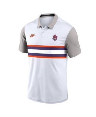 Men's White/Gray Clemson Tigers Athletic Prep Legacy Logo Vapor Performance Polo Shirt