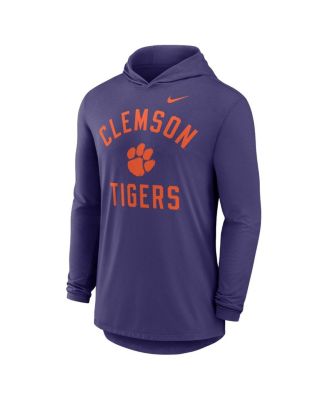 Men's Purple Clemson Tigers Classic Arch Tri-Blend Performance Long Sleeve Hoodie T-Shirt