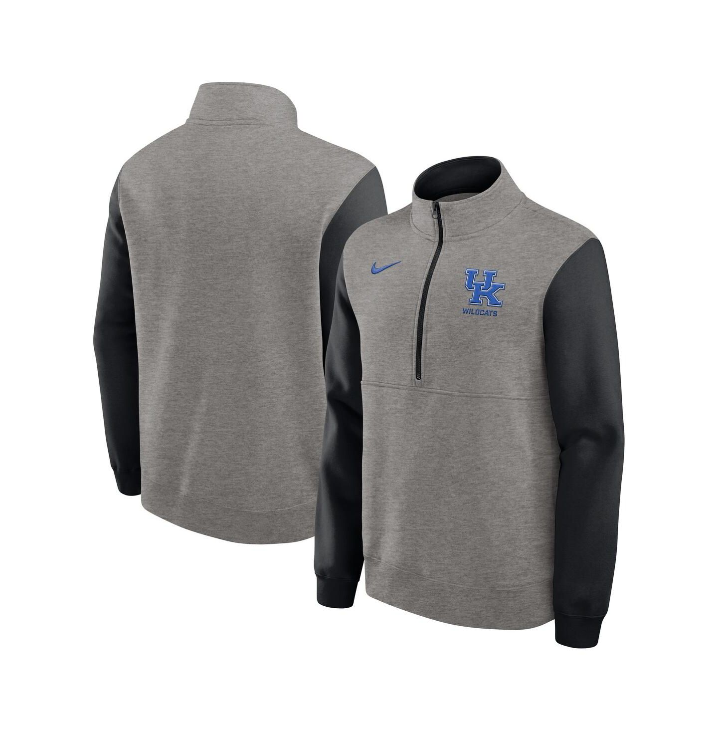Мужская толстовка Nike Heather Gray/Black Kentucky Wildcats Club Fleece Half-Zip Pullover — фото 1