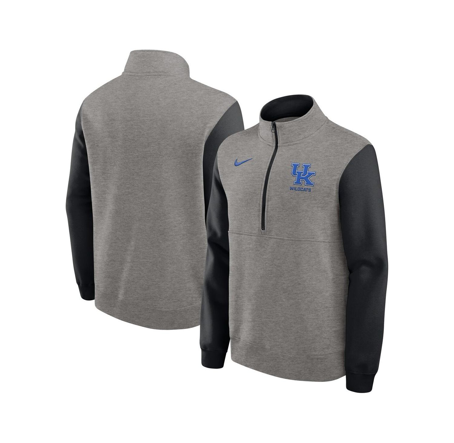Men's Heather Gray/Black Kentucky Wildcats Club Fleece Half-Zip Pullover Sweatshirt