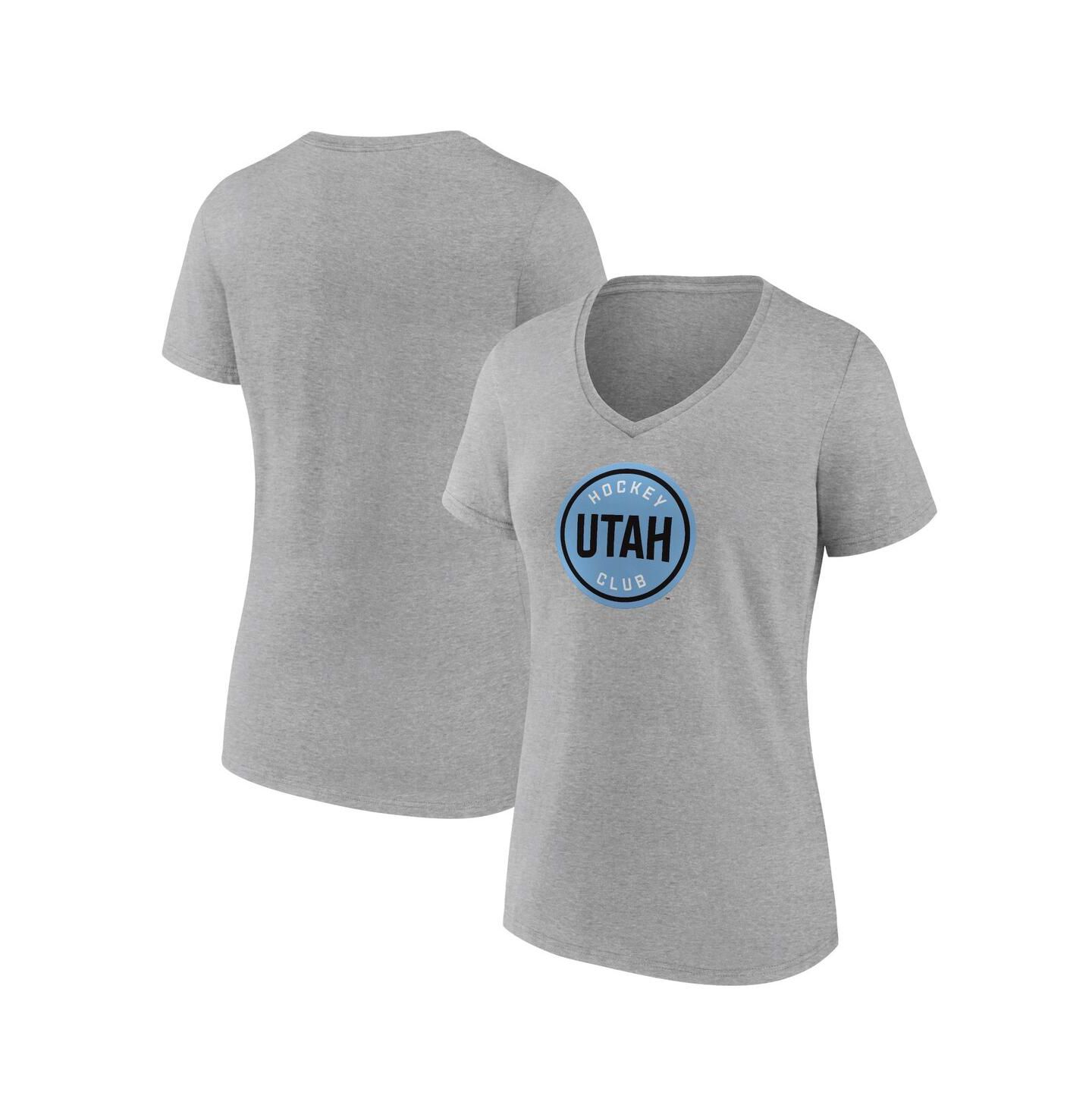 Женская футболка Fanatics Heather Gray Utah Hockey Club Draft Logo V-Neck — фото 1