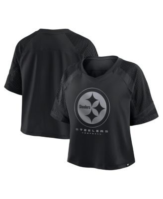Fanatics - Women's Pittsburgh Steelers Oversized Raglan V-Neck Blackout Fashion Jersey