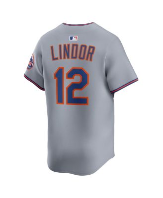 Men's Francisco Lindor Gray New York Mets Road Limited Player Jersey