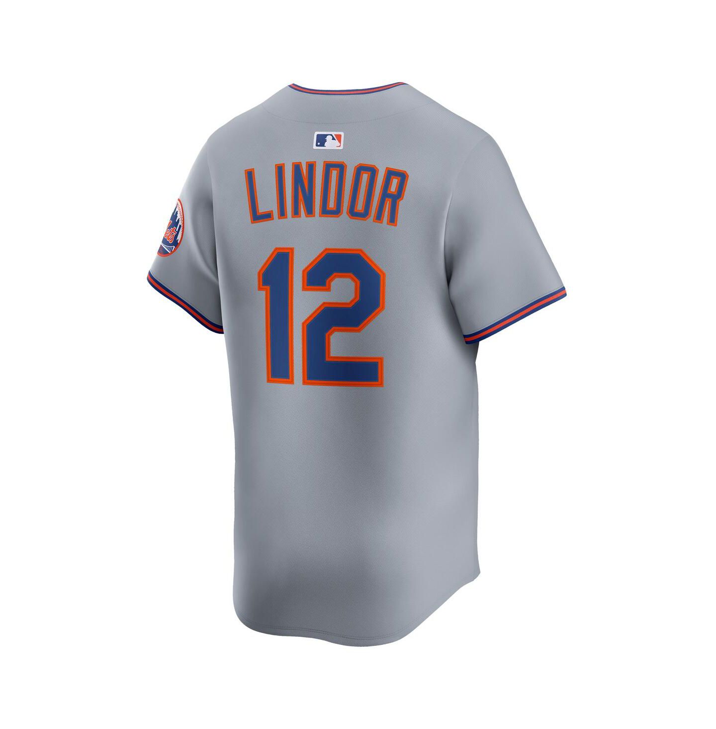 Мужской топ Nike Francisco Lindor Gray New York Mets Road Limited Player Jersey — фото 3