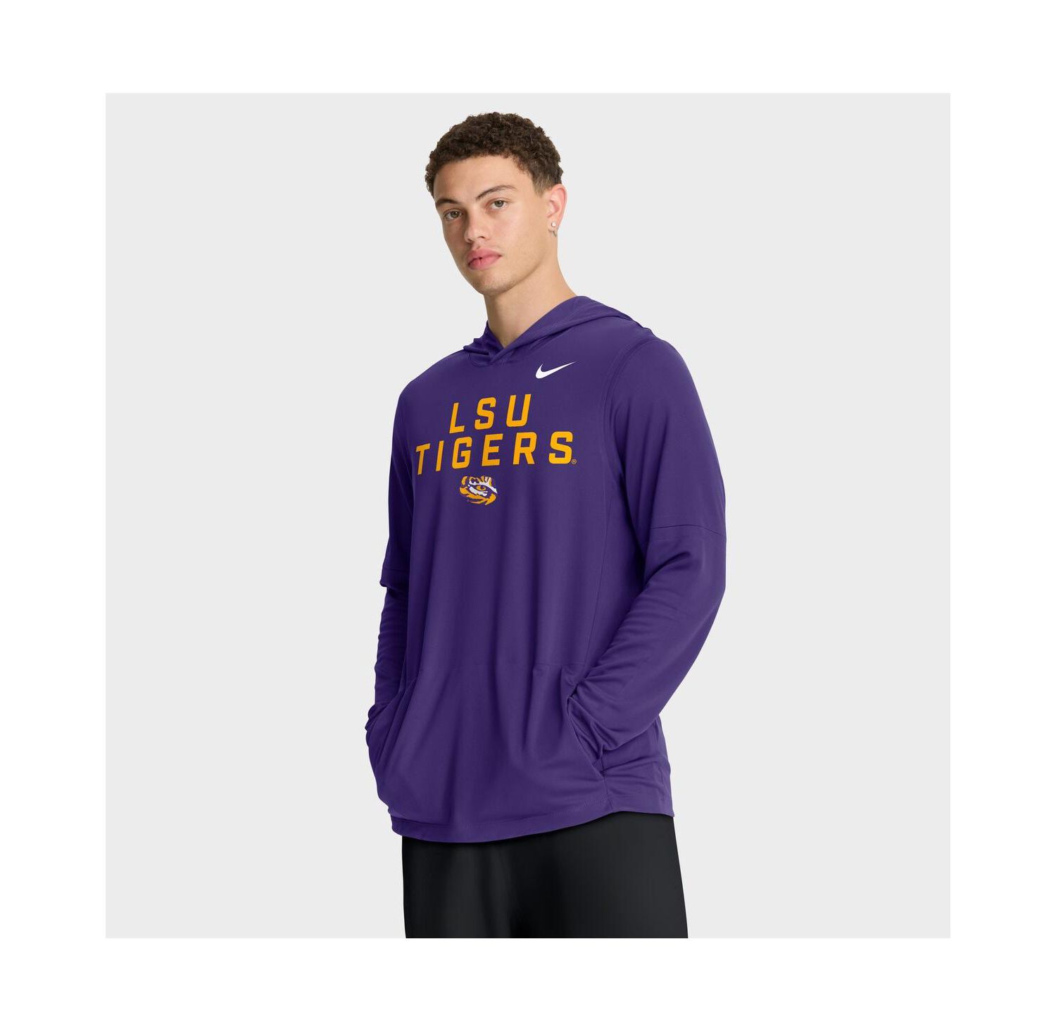 Men's Purple LSU Tigers 2025 Sideline Performance Long Sleeve Hoodie T-Shirt