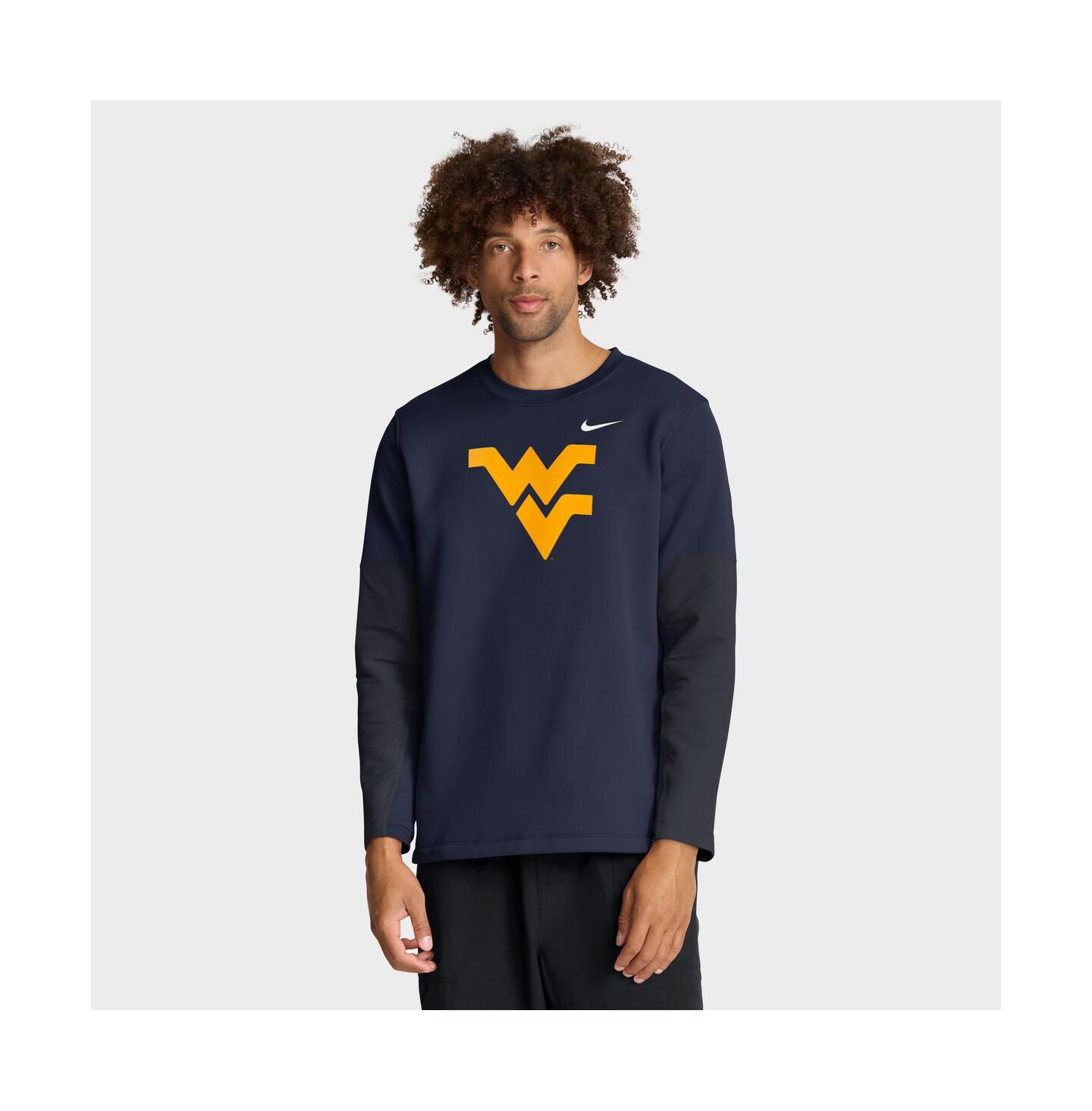 Мужская футболка Nike Navy West Virginia Mountaineers 2025 Sideline Coach Performance Long Sleeve — фото 1