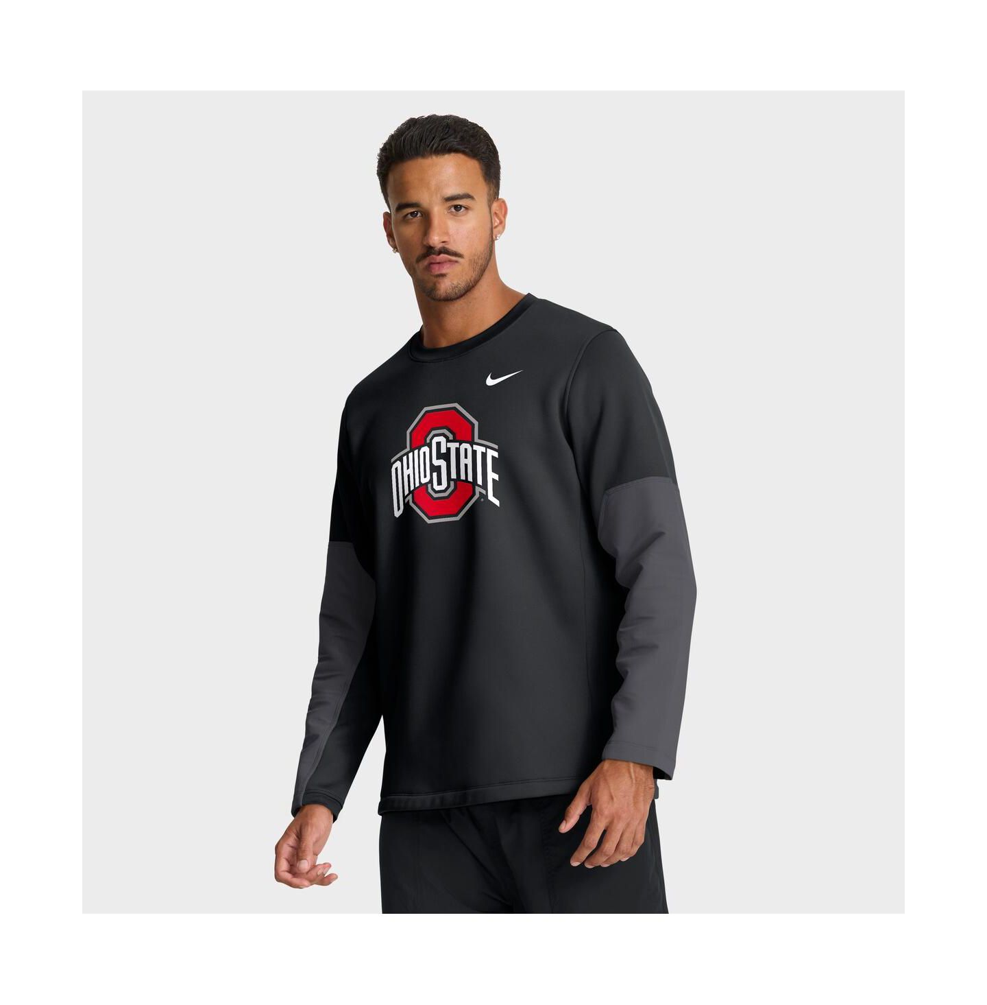 Мужская футболка Nike Black Ohio State Buckeyes 2025 Sideline Coach Performance Long Sleeve — фото 1