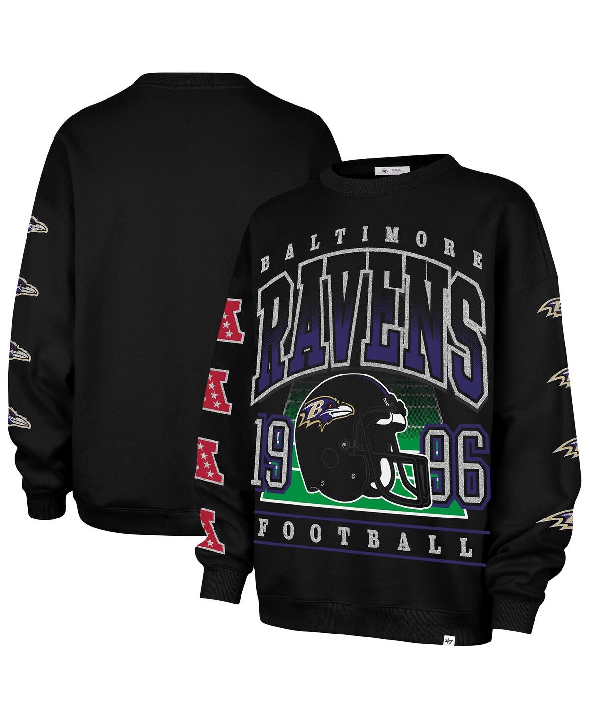 47 Brand '47  Black Baltimore Ravens Go Big Oversized Pullover Sweatshirt In Black
