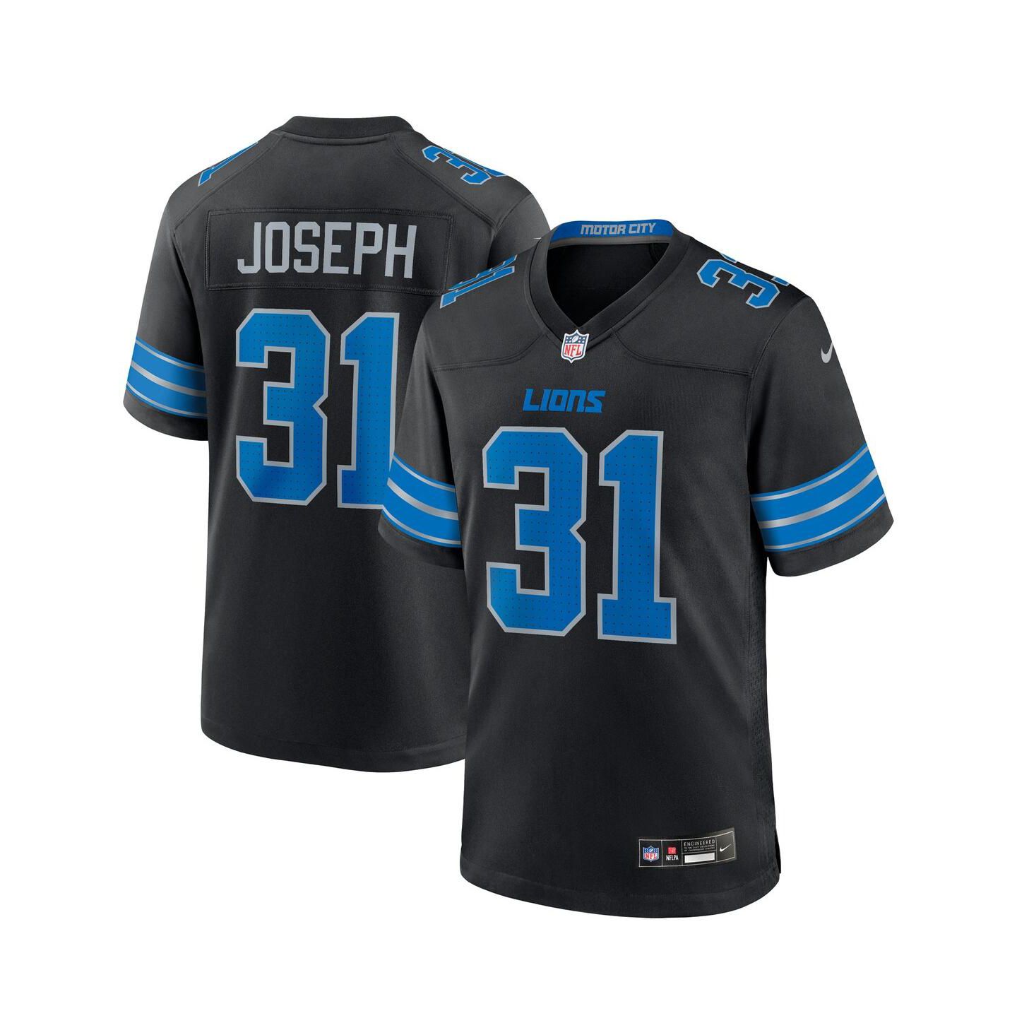 Мужской топ Nike Kerby Joseph Black Detroit Lions Alternate Game Jersey — фото 1