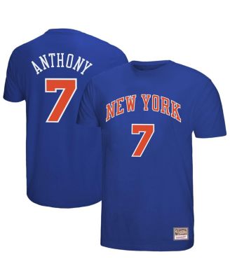 Mitchell & Ness - Men's Carmelo Anthony Royal New York Knicks Hardwood Classics Retro Name Number T-Shirt
