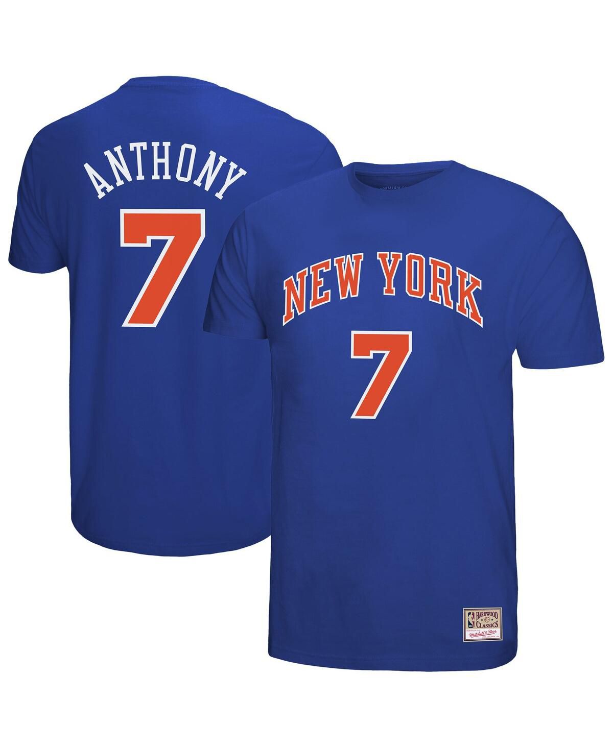 Мужская футболка Carmelo Anthony Royal New York Knicks Hardwood Classics в стиле ретро с именем и номером