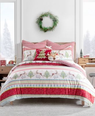 Levtex Home Merry Bright Comet Cupid Reversible Duvet Cover Sets In Red
