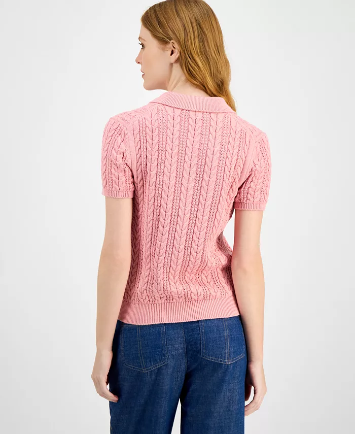 Nautica Women's Cotton Polo Cable-Knit Sweater - thumbnail 4
