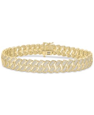 Macy's - Men's Diamond Pav&eacute; Link Bracelet (4 ct. t.w.) in 14k Gold-Plated Sterling Silver