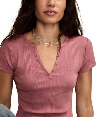 Women's Short Sleeve Henley Neck Top