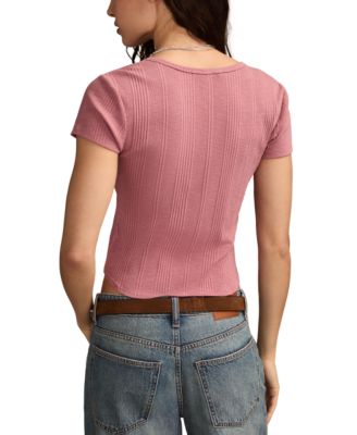 Women's Short Sleeve Henley Neck Top